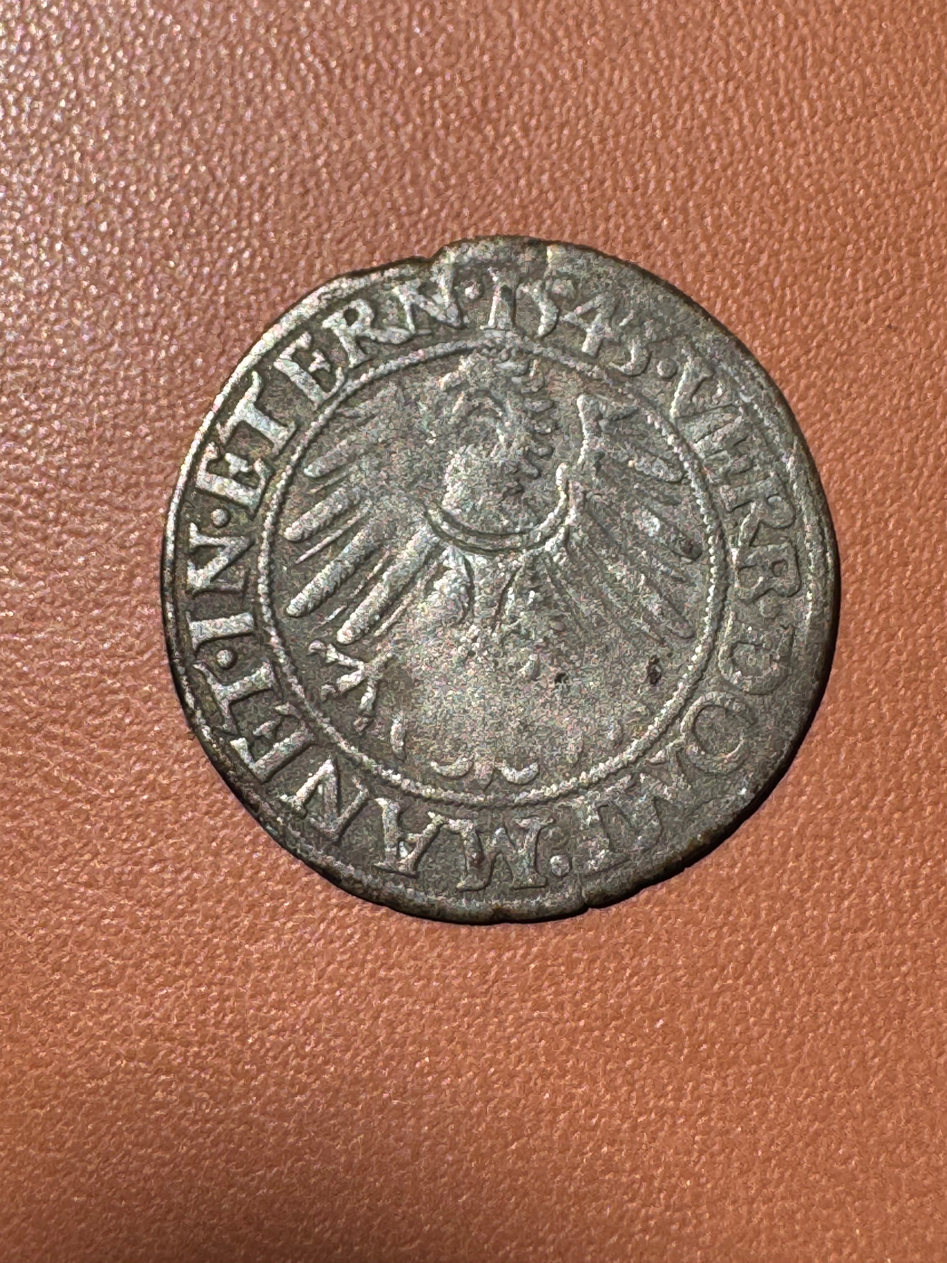 Śląsk Fryderyk II Legnicki grosz 1543 Brzeg - rewers (orzeł śląski 1543)