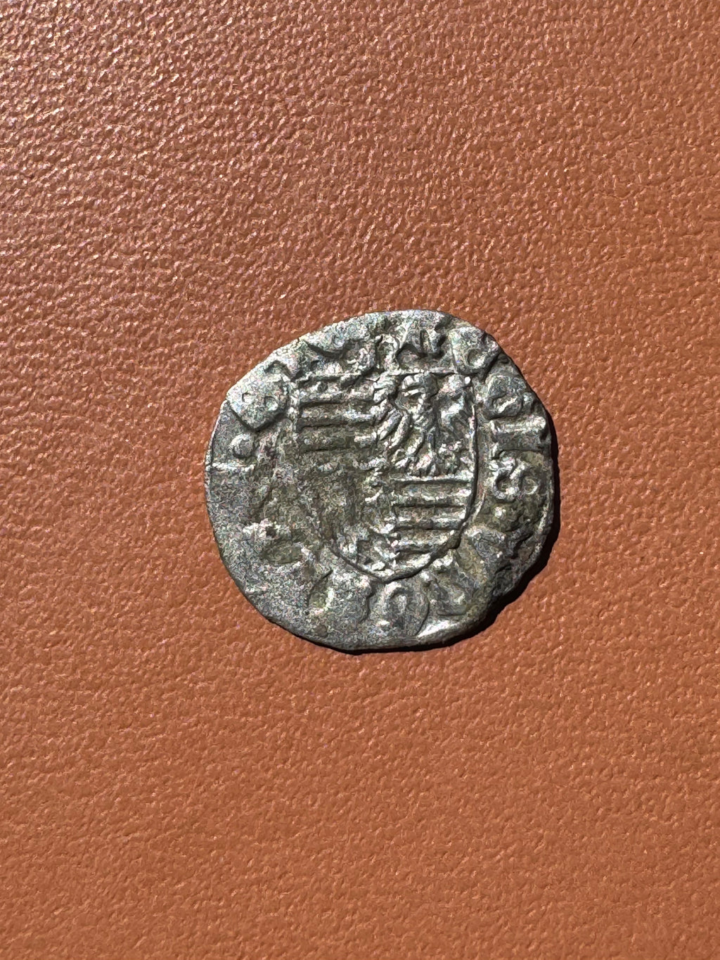 Węgry Zygmunt Luksemburski denar 1387-1437 - rewers (herb węgierski)