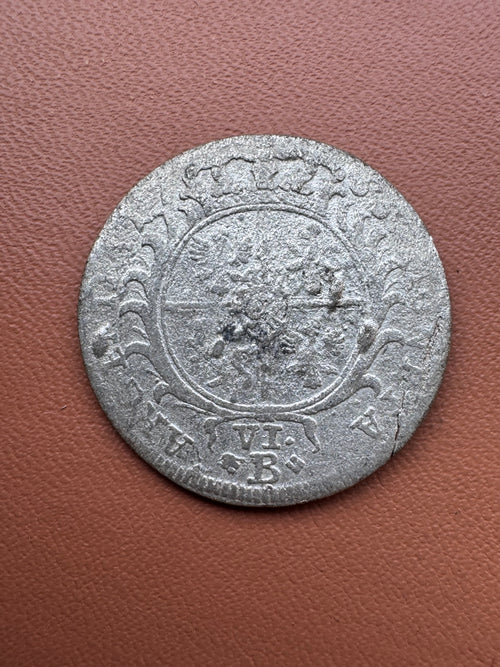 Fryderyk Wielki naśladownictwo szóstaka 1755 B Wrocław – rewers