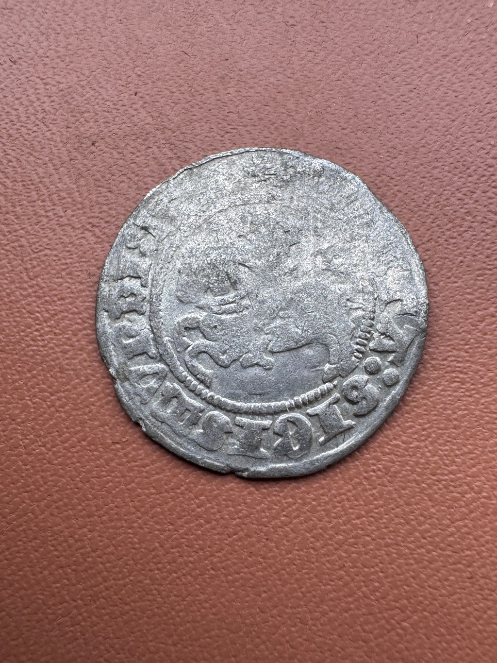 Zygmunt I Stary półgrosz 1514 Wilno – awers (Pogoń)