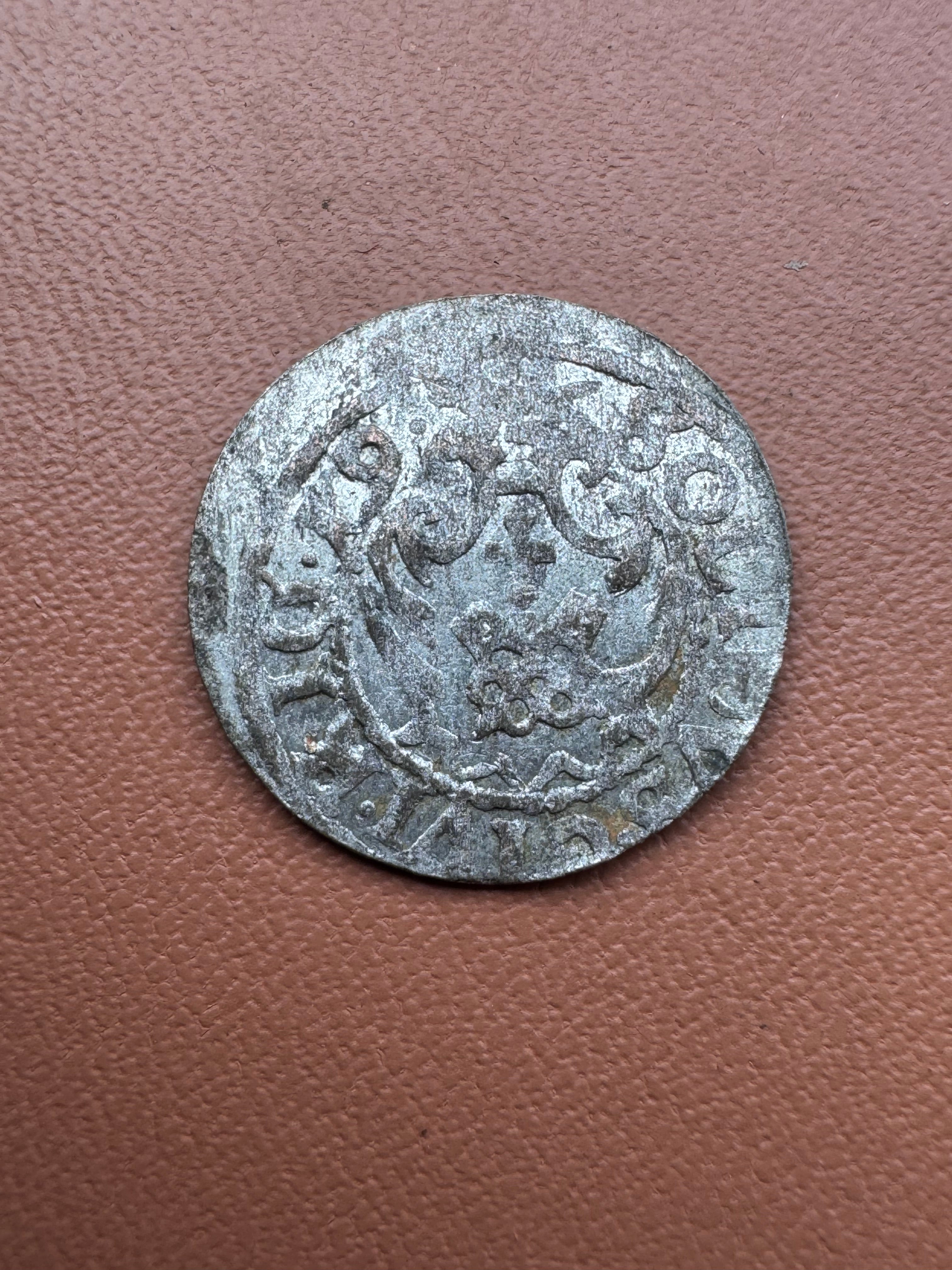 Zygmunt III Waza szeląg 1619 Ryga – rewers (herb Rygi)