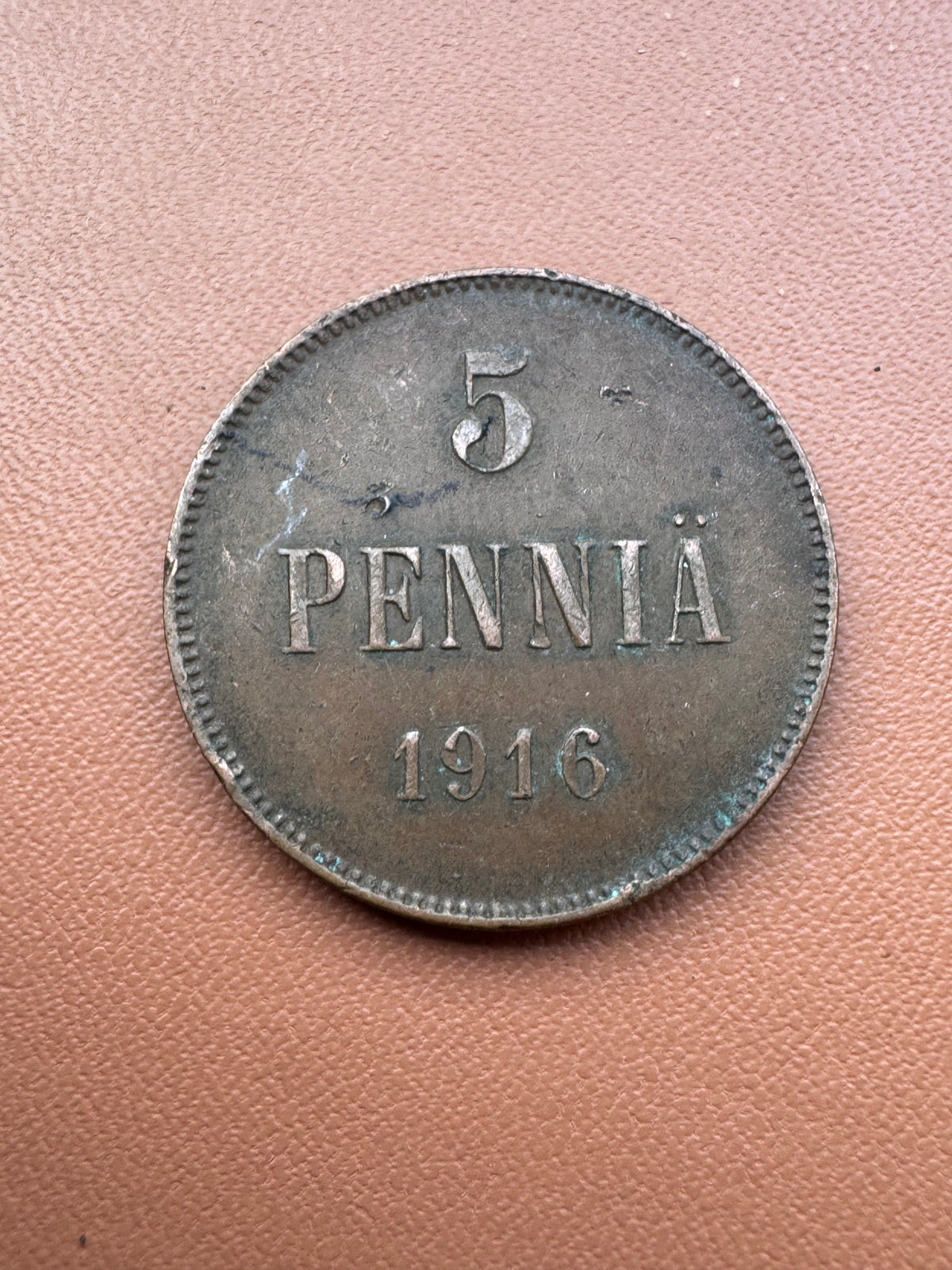 Finlandia Mikołaj II 5 pennia 1916 - rewers