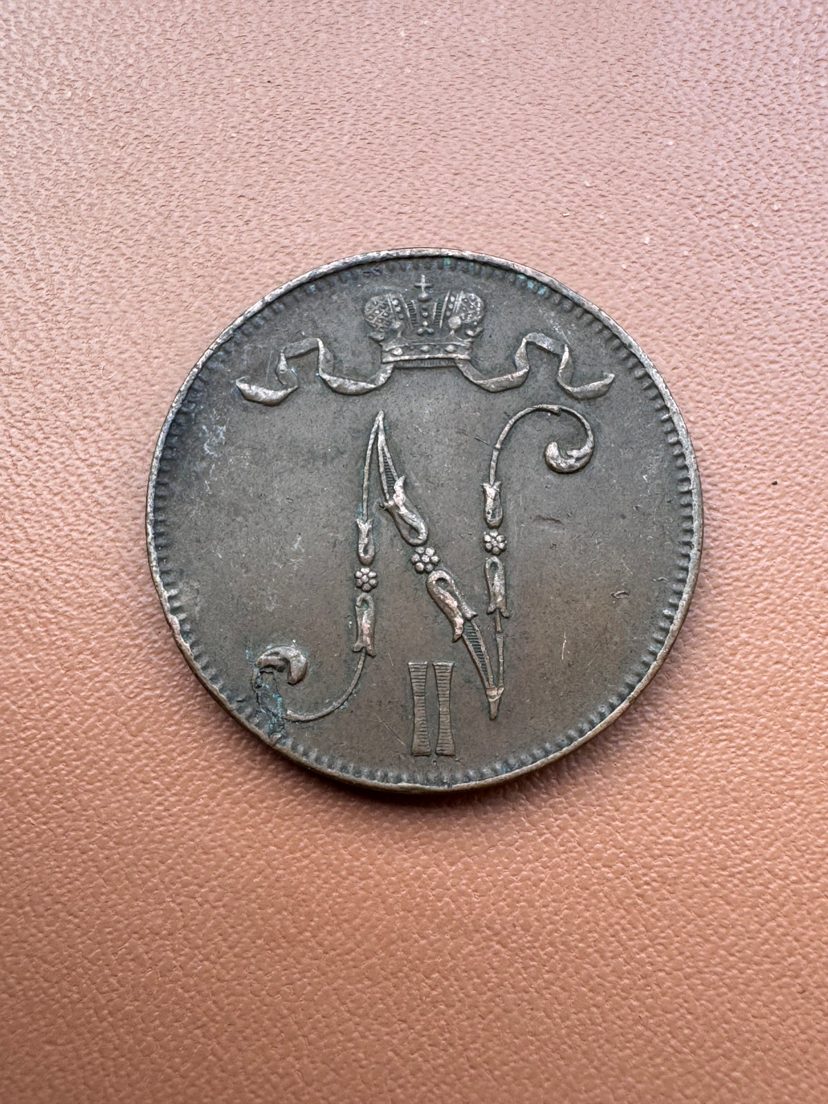 Finlandia Mikołaj II 5 pennia 1916 - awers