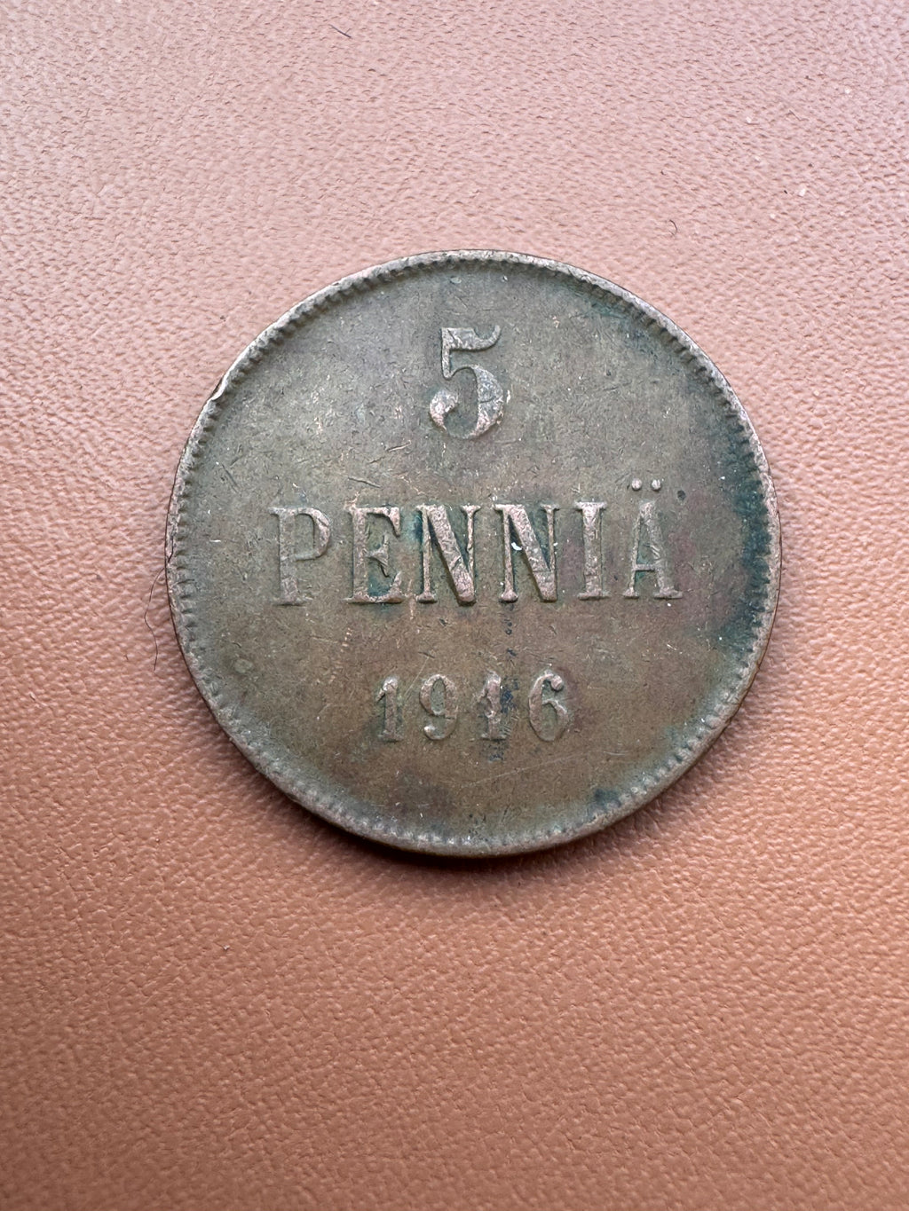 Finlandia Mikołaj II 5 pennia 1916 - rewers