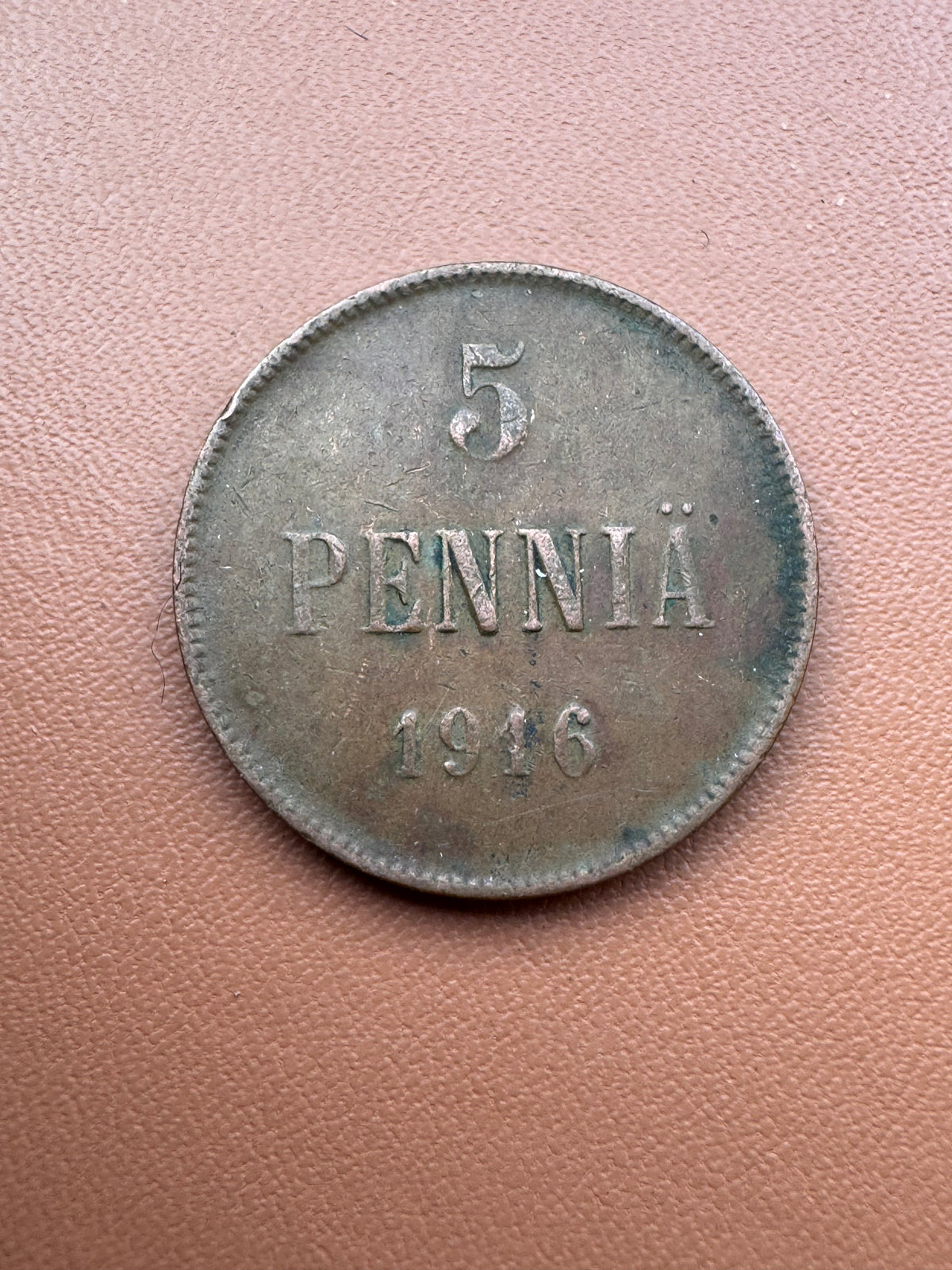 Finlandia Mikołaj II 5 pennia 1916 - rewers