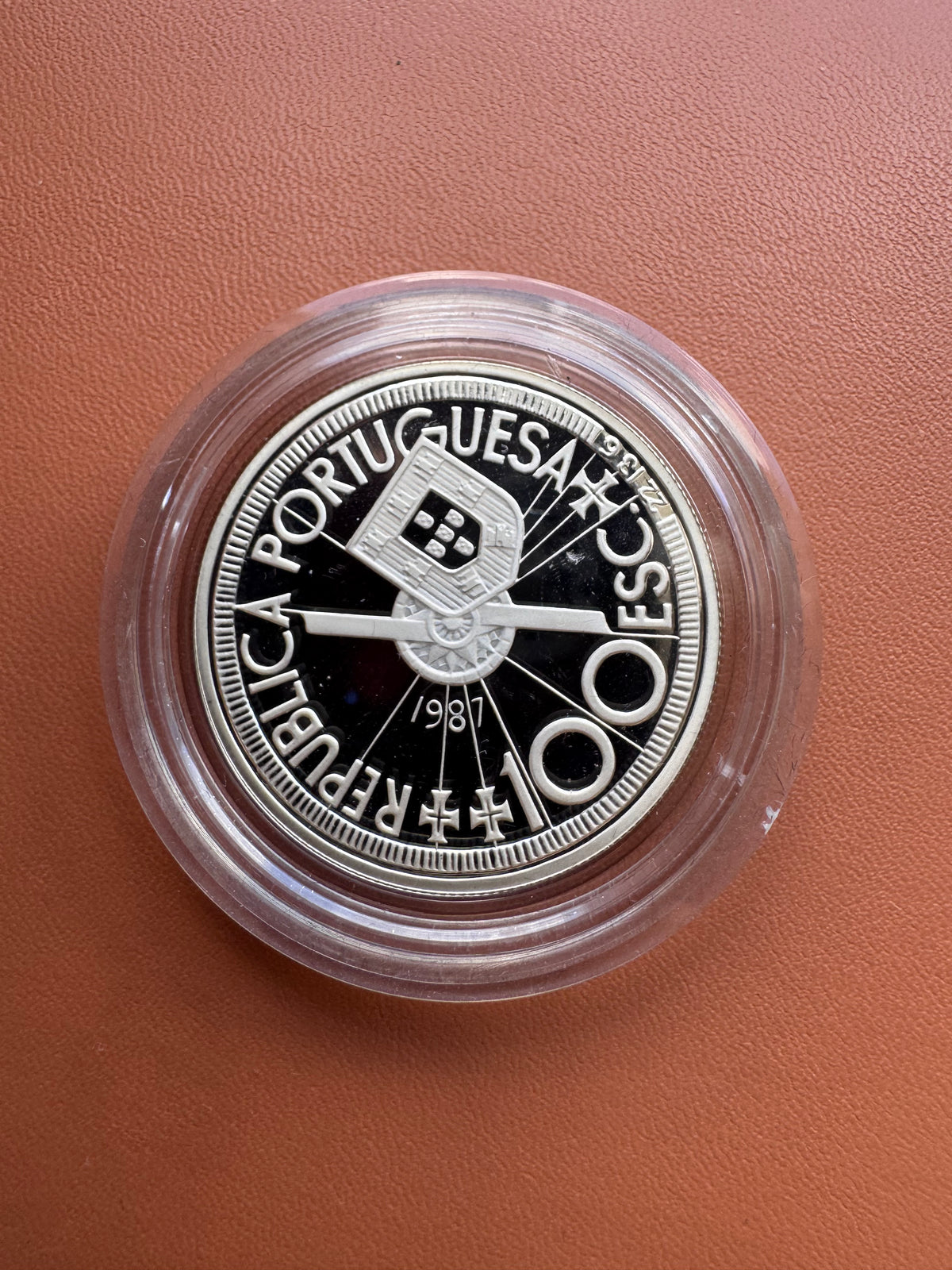 Awers – Republica Portuguesa 1987, herb Portugalii, 100 Escudos