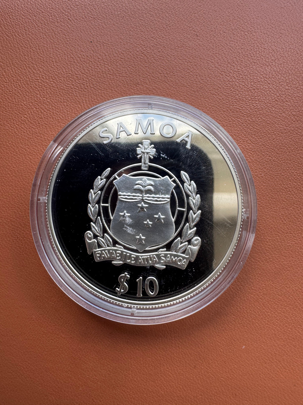Awers – Samoa, herb z krzyżem i gwiazdami, Faʻavevelaatua Samoa, $10