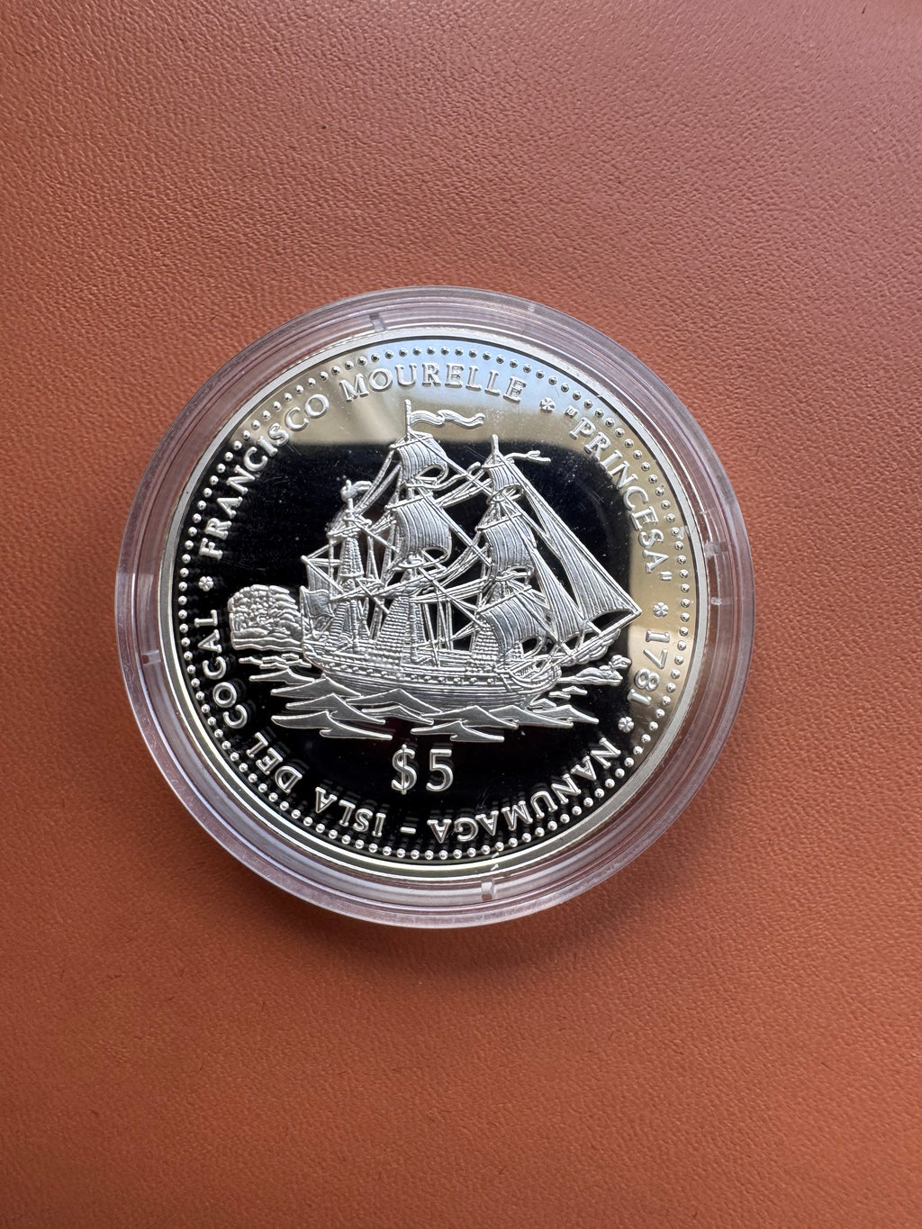 Rewers – Francisco Mourelle Princesa 1781, Isla del Cocal Nanumaga, $5, 1999