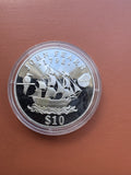 Rewers – John Fearn 1798, okręt Hunter z fregatą i mapą Nauru, $10, 1994